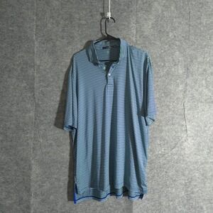 RLX Ralph Lauren Men's XL Striped Golf Polo Shirt Wicking Blue Green Performance